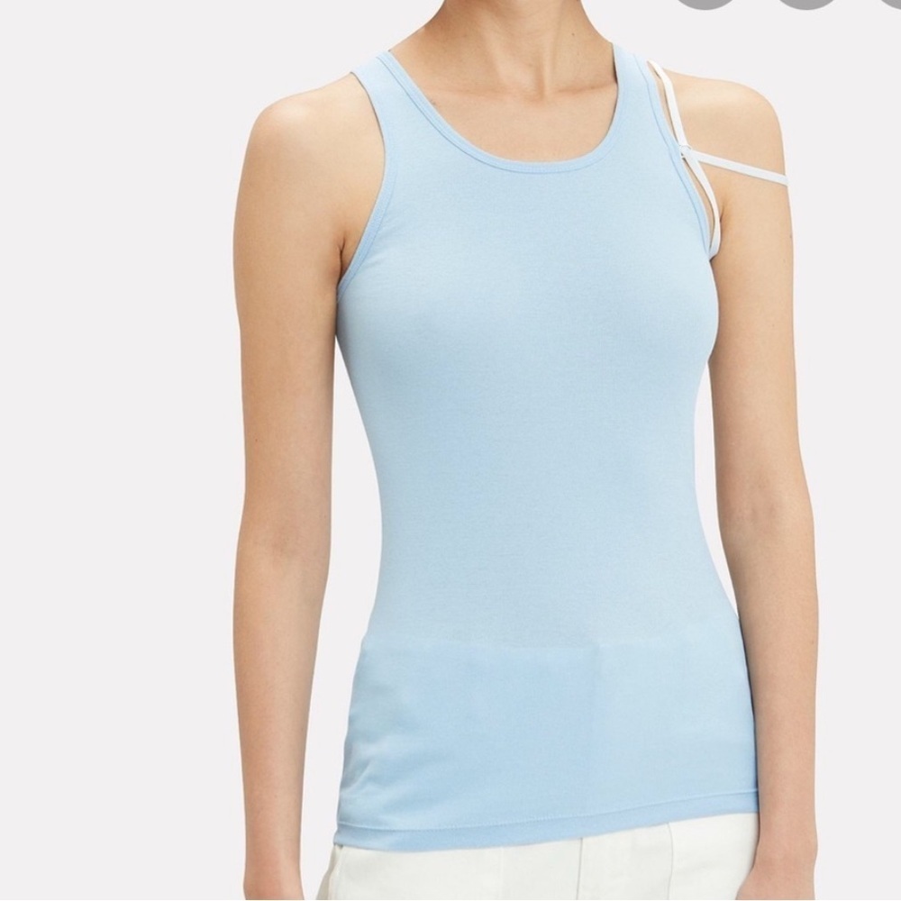 Helmut Lang Baby Blue Fitted Tank Top S